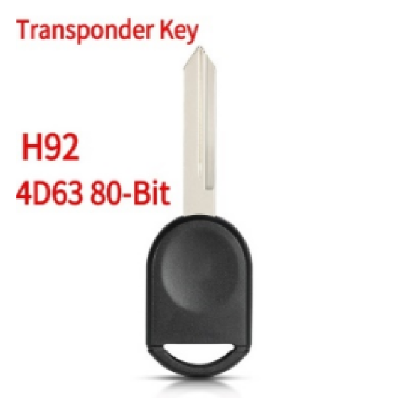 Ford H92 Transponder Key - 4D63 80-Bit (Aftermarket chip/OEM chip )(No logo)